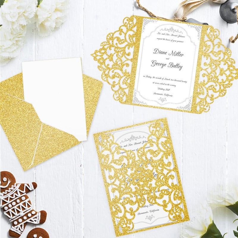 Goefun Double-Sided Gold Glitter Cardstock 8.5 x 11 24 Sheets, 100lb No-Shed Shimmer Glitter Paper for Wedding Parties, Invitations, Birthday, DIY Craft Projects, Anniversary - Image 4